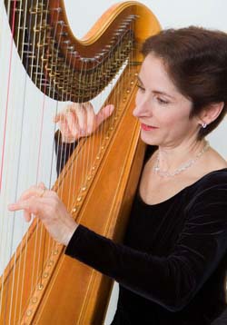 Stephanie Bennett playing harp