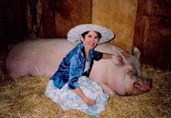 Stephanie Bennett with a resident of Animal Acres.