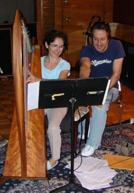 Stephanie Bennett consults with composer Jeff Danna